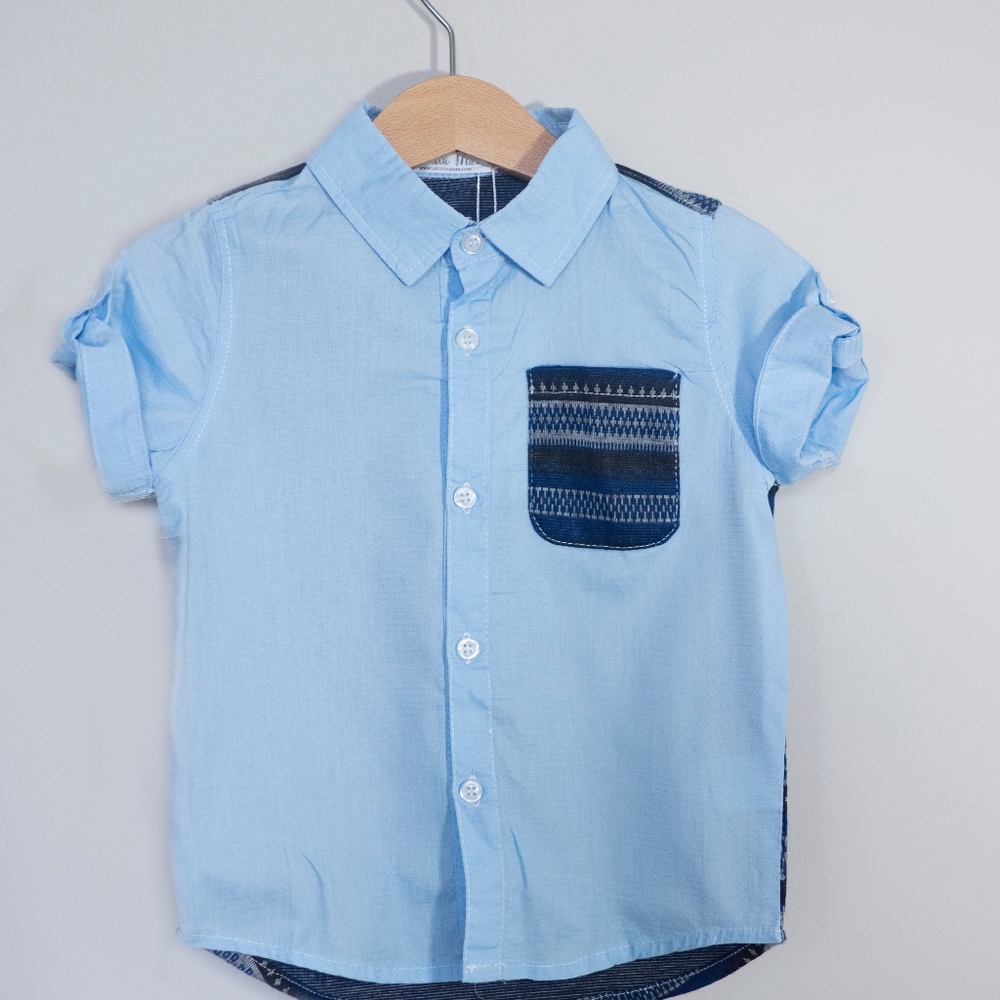 NWT Blue Aztec top and pocket with collar toddler